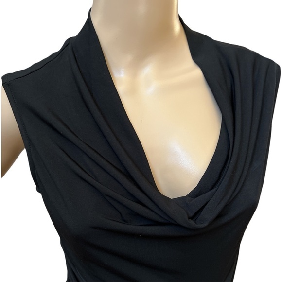 WORTHINGTON PETITE STRETCH DRAPED WRAP BODYCON BLACK DRESS SIZE‎ PM - Picture 6 of 12